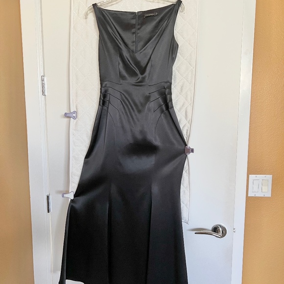 Tahari brand Midnight blue/black heavy satin dress. - Picture 2 of 7